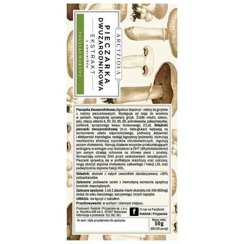 ARCYZIOŁA Pieczarka dwuzarodnikowa 50 g