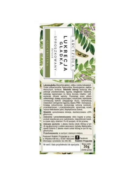 ARCYZIOŁA LUKRECJA GŁADKA KORZEŃ 30 g a