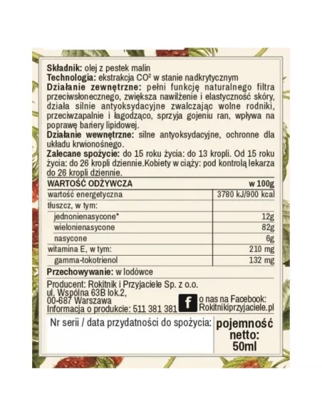 ARCYZIOŁA Olej z pestek MALIN 50ml