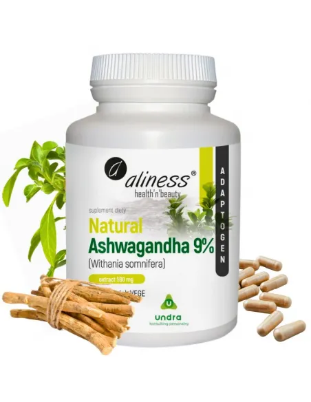 Natural Ashwagandha 590 mg 9% od Aliness - Wsparcie dla Umysłu i Ciała