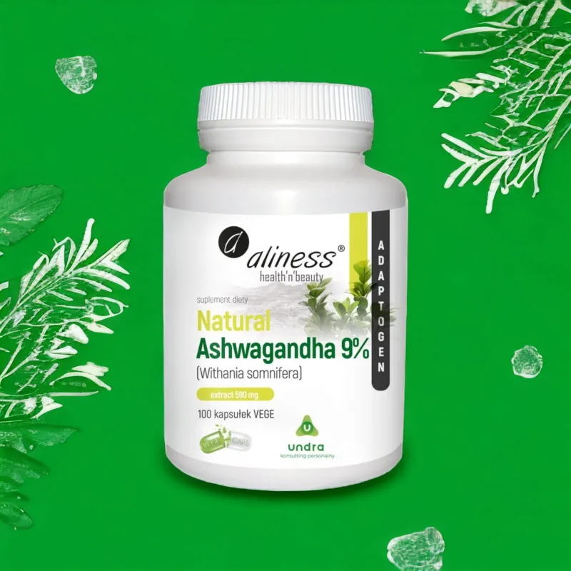 Natural Ashwagandha 590 mg 9% od Aliness - Wsparcie dla Umysłu i Ciała