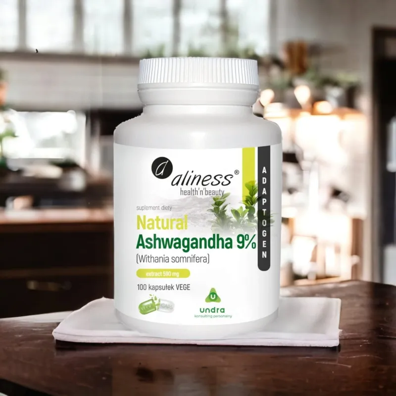 Natural Ashwagandha 590 mg 9% od Aliness - Wsparcie dla Umysłu i Ciała