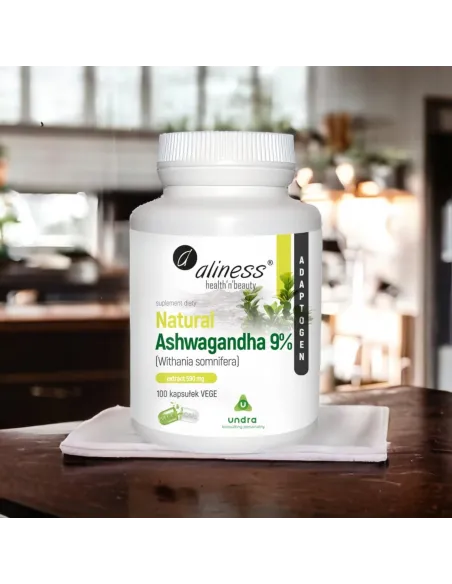 Natural Ashwagandha 590 mg 9% od Aliness - Wsparcie dla Umysłu i Ciała
