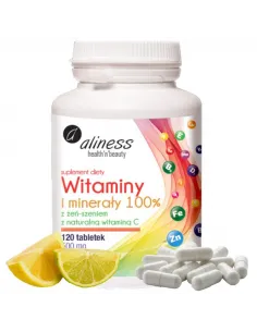 Witaminy i Minerały 100% od Aliness - Kompleks Witamin 120 tbl.