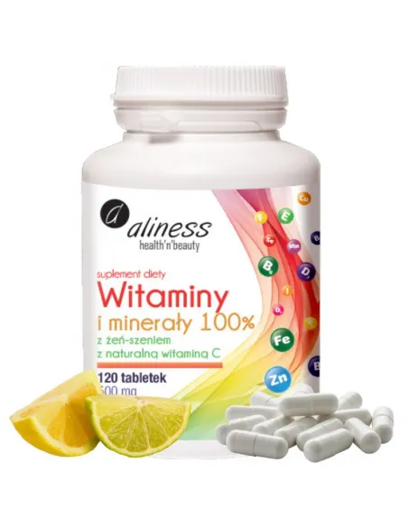 Witaminy i Minerały 100% od Aliness - Kompleks Witamin 120 tbl.