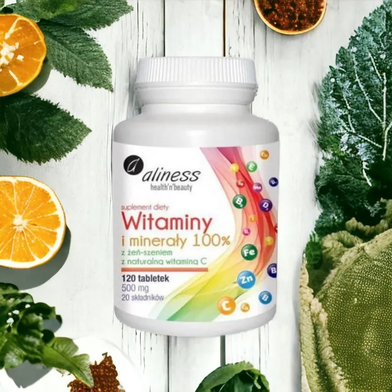 Witaminy i Minerały 100% od Aliness - Kompleks Witamin 120 tbl.