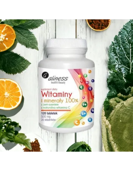 Witaminy i Minerały 100% od Aliness - Kompleks Witamin 120 tbl.