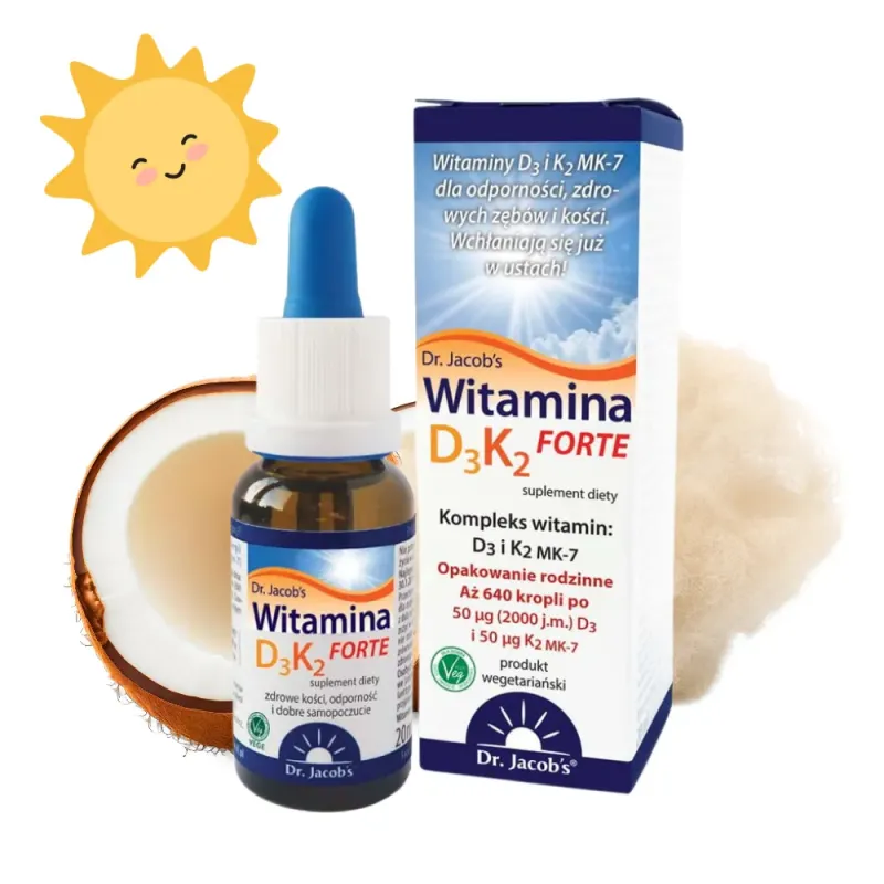Witamina D3K2 FORTE od Dr. Jacob's - Wzmocnij Zdrowie | 20ml