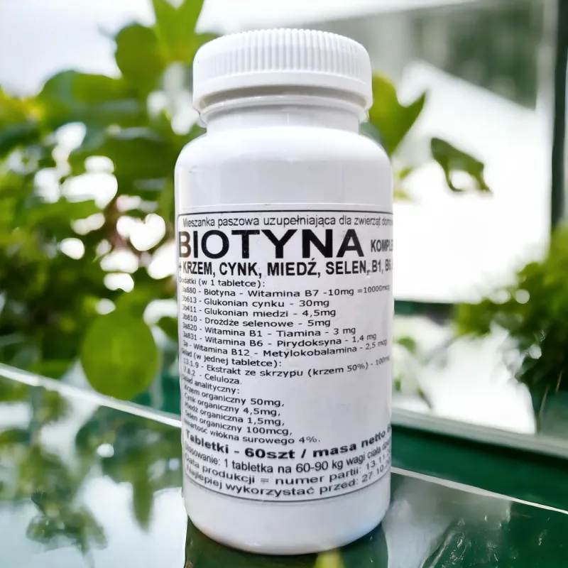 Biotyna Kompleks - Z Krzemem, Cynkiem, Miedzią, Selenem i Witaminami B - 60 Tabletek