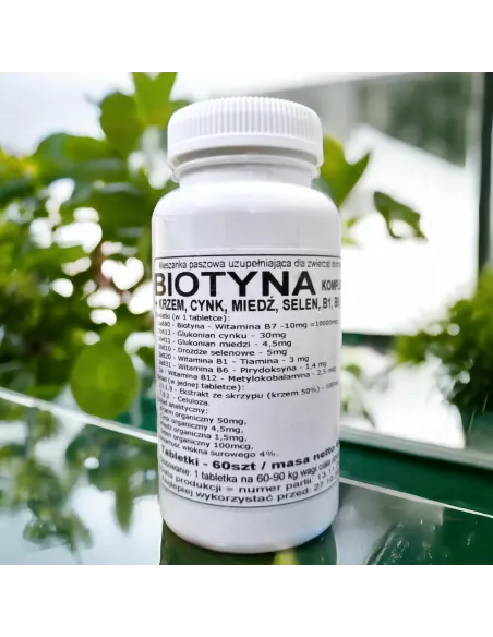 Biotyna Kompleks - Z Krzemem, Cynkiem, Miedzią, Selenem i Witaminami B - 60 Tabletek