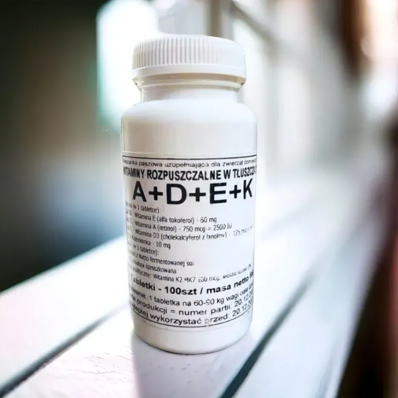 Witaminy A, D, E, K dla Zwierząt - Kompleksowe Wsparcie dla Zdrowia.