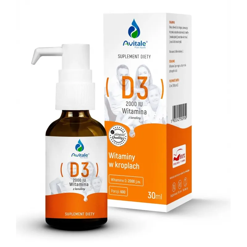 Avitale D3 2000 IU - Naturalna Witamina D w Kroplach dla Optymalnego Zdrowia