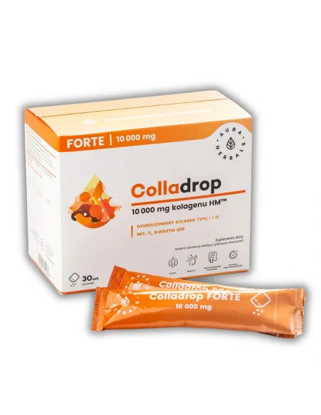 Colladrop Forte | Kolagen Morski 10 000 mg | Saszetki | Aura Herbals