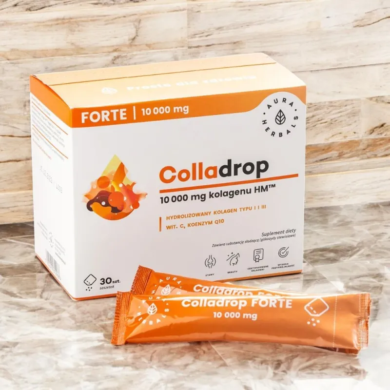Colladrop Forte | Kolagen Morski 10 000 mg | Saszetki | Aura Herbals