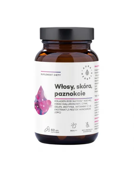 Kolagen Rybi Włosy, Skóra, Paznokcie | Kapsułki 60 szt. | Aura Herbals