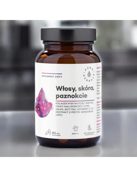 Kolagen Rybi Włosy, Skóra, Paznokcie | Kapsułki 60 szt. | Aura Herbals