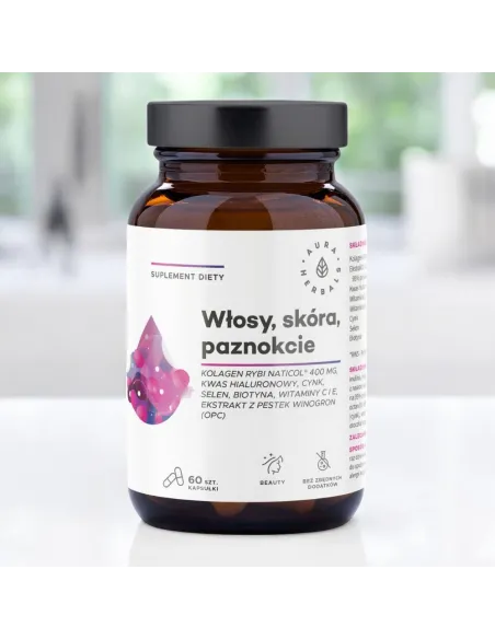 Kolagen Rybi Włosy, Skóra, Paznokcie | Kapsułki 60 szt. | Aura Herbals