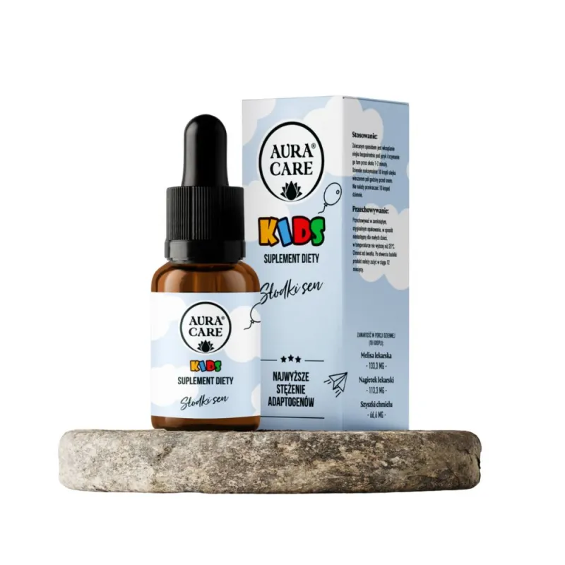 Aura Care Kids Słodki Sen – melisa, chmiel i adaptogeny | 14 100 mg